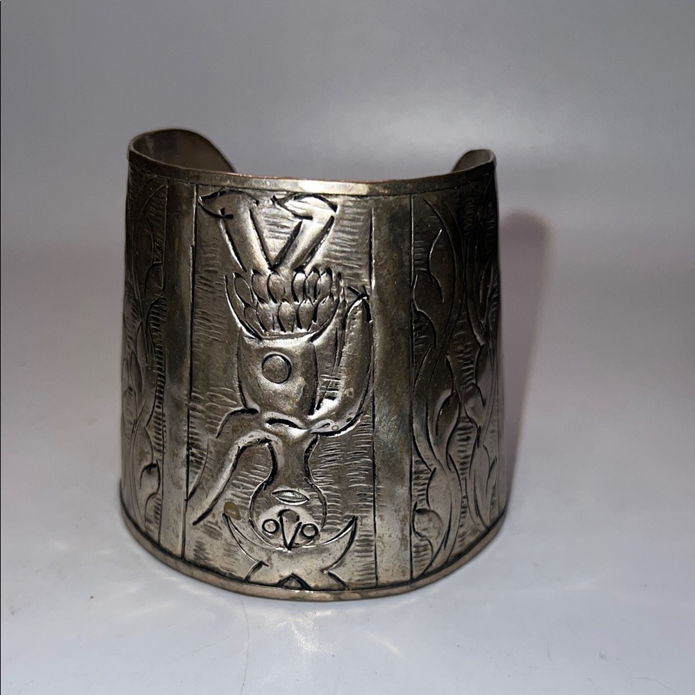 Engraved Silver Cuff Bracelet